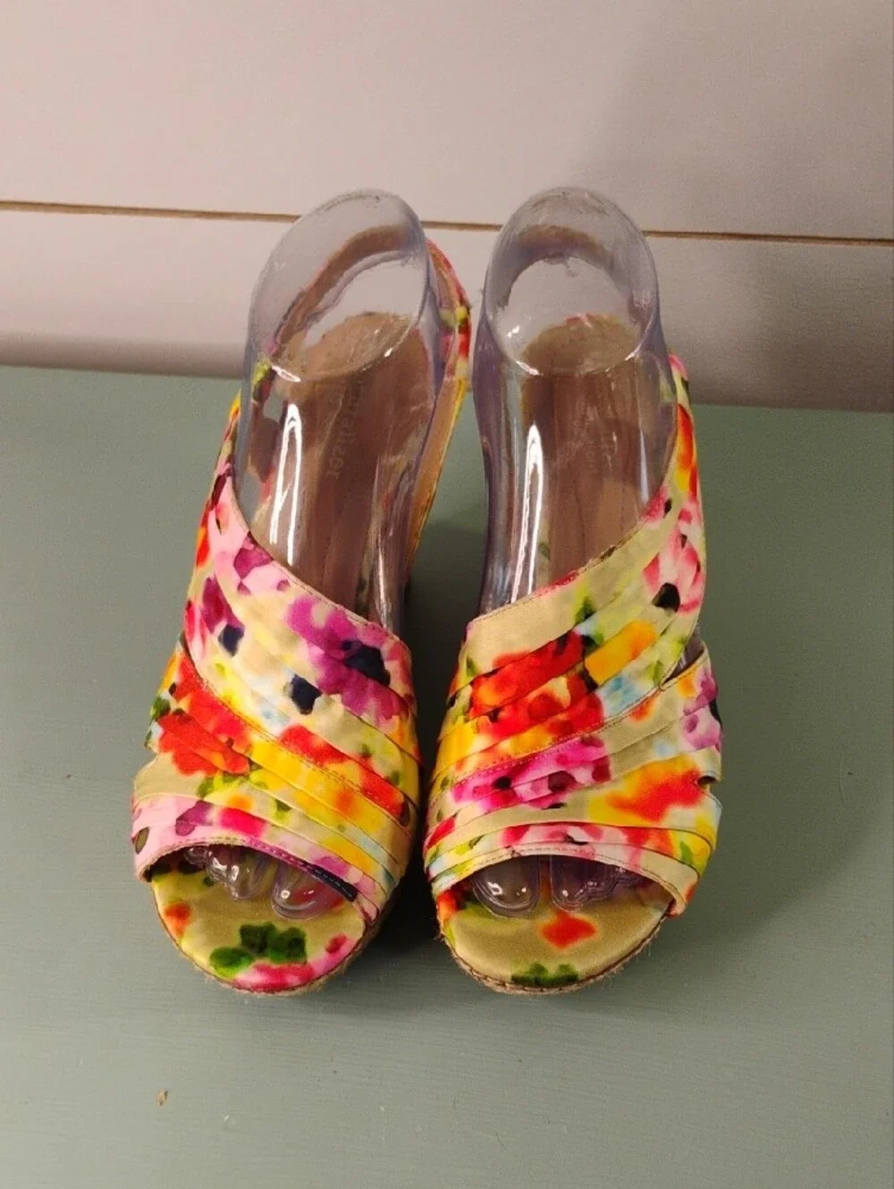 Naturalizer Multicolor Floral Cork Wedge Sandals
